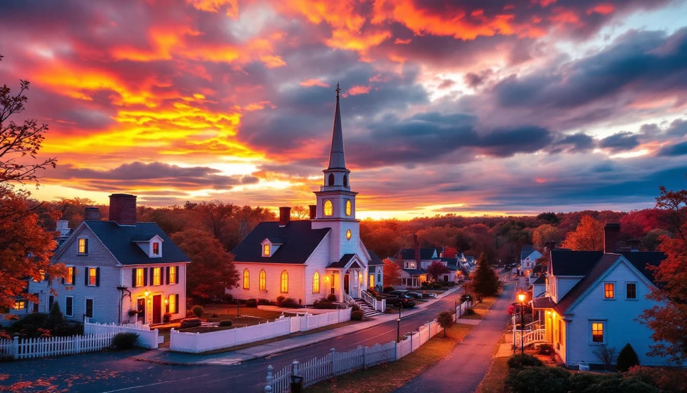 Chimney services in Danvers, Massachusetts — classic New England homes with brick chimneys